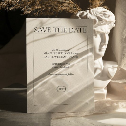 ミニマルクラシック主義の写真の結婚式の日付を保存