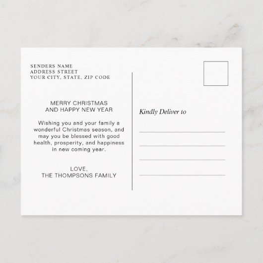 ミニマルクラシック主義の緑の写真コラージクリスマスP ポストカード (裏面)