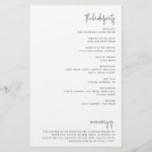 ミニマルクラシック主義カスタムウェディング紙プログラム チラシ (裏面)