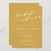 ミニマルクラシック主義ダスティイエローブライダルシャワー 招待状 (正面/裏面)