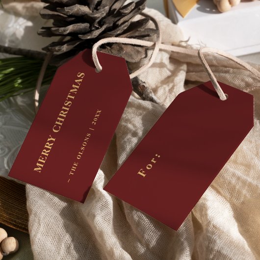 ミニマルクラシック主義メリークリスマスレッド ギフトタグ