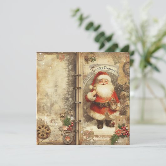 ミニマルクラシック伝統的シンプルサンタクロース シーズンカード (スタンド正面)