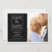 ミニマルクラシック白黒結婚式の日付を保存 セーブザデート (正面)