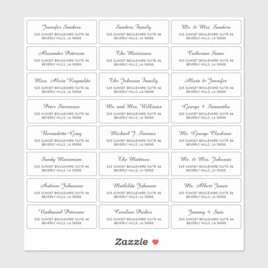 ミニマルクラシック結婚のゲスト住所 シール (シート)