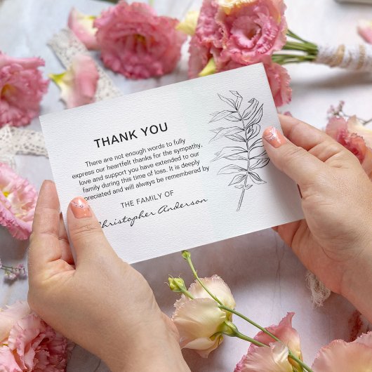 ミニマルクラシック黒白の葬儀 サンキューカード