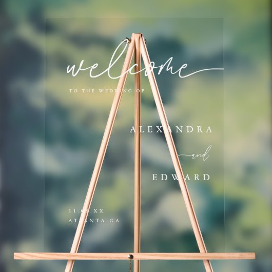 ミニマルクラシックScriptの結婚歓迎 アクリルサイン (ニュートラル)