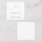 ミニマルクリエイティブプロフェッショナルデザインピンクホワイト スクエア名刺 (正面/裏面)