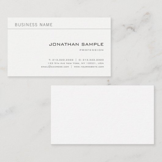 ミニマルクリエイティブプロフェッショナルモダンプレインシック 名刺 (正面/裏面)