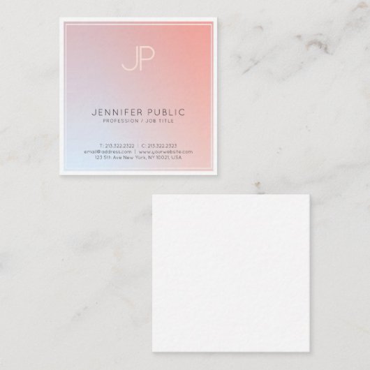 ミニマルクリエイティブモノグラムプロフェッショナルデザイン スクエア名刺 (正面/裏面)