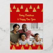 ミニマルクリスマスの木の写真 箔シーズンカード (正面)