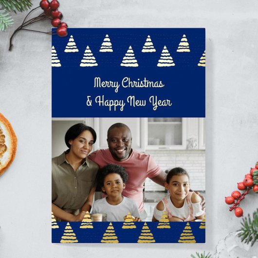 ミニマルクリスマスの木の写真 箔シーズンカード