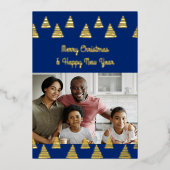 ミニマルクリスマスの木の写真 箔シーズンカード (正面)