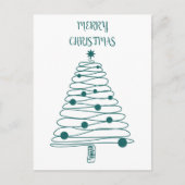 ミニマルクリスマスの木の星メリークリスマス シーズンポストカード (正面)