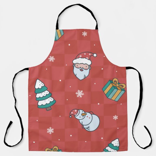 ミニマルクリスマスの赤い模様 エプロン (正面)