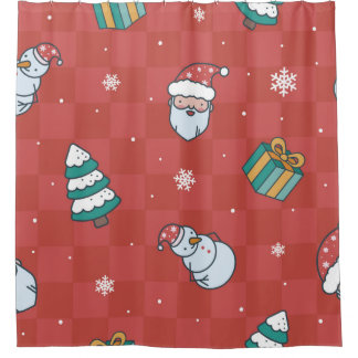 ミニマルクリスマスの赤い模様 シャワーカーテン