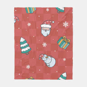 ミニマルクリスマスの赤い模様 フリースブランケット