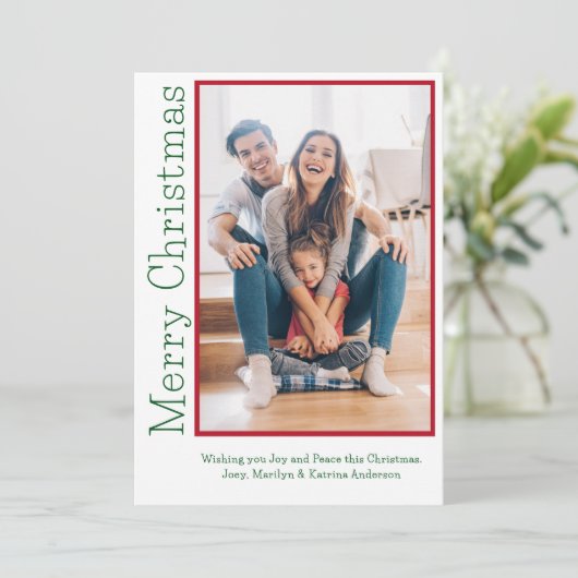 ミニマルクリスマスカラー家族の写真 シーズンカード (スタンド正面)