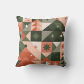 ミニマルクリスマスツリーと星のジオメトリ クッション (裏面)