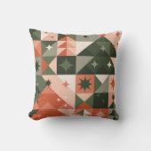 ミニマルクリスマスツリーと星のジオメトリ クッション (正面)