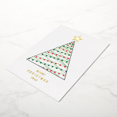 ミニマルクリスマスツリーシンプルフォトホリデー 箔シーズンカード (回転した状態)