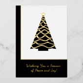 ミニマルクリスマスツリーフォイルビジネスホリデーカード 箔招待状 (正面)