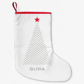 ミニマルクリスマスツリー |レッドスタークリーンシンプル スモールクリスマスストッキング (正面)