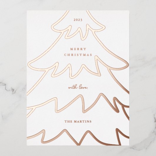 ミニマルクリスマスツリー 箔シーズンポストカード (正面)