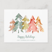 ミニマルクリスマスパイン木水色 シーズンポストカード (正面)