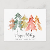 ミニマルクリスマスパイン木水色 シーズンポストカード (正面)