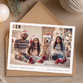 ミニマルクリスマスフォトモダンファミリーポートレート赤 シーズンカード