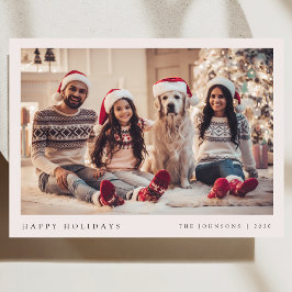 ミニマルクリスマスフォトモダンファミリーポートレート赤 シーズンカード