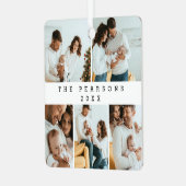 ミニマルクリスマスモダンファミリーフォトシュート メタルオーナメント (正面左)