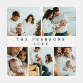 ミニマルクリスマスモダンファミリーフォトシュート メタルオーナメント (正面)