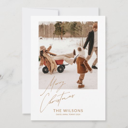 ミニマルクリスマスモダン家族の写真 シーズンカード (正面)