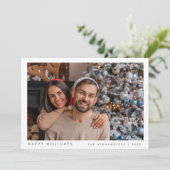 ミニマルクリスマスモダン家族フォトレッド シーズンカード (スタンド正面)