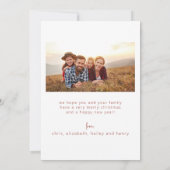 ミニマルクリスマスリースファミリーフォトホリデーカード 招待状 (裏面)