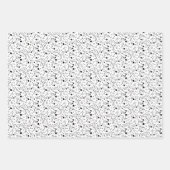 ミニマルクリスマス白黒の円の点線 ラッピングペーパーシート (正面3)