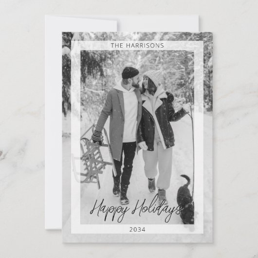 ミニマルクリスマス白黒シンプル写真モダン シーズンカード (正面)