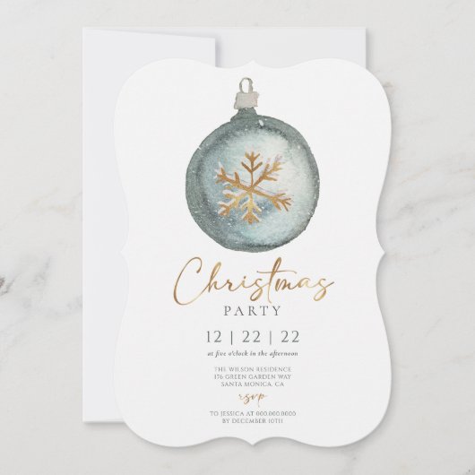 ミニマルクリスマス飾り冬パーティー 招待状 (正面)