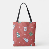 ミニマルクリスマス:赤シームレスデザイン。 トートバッグ (裏面)