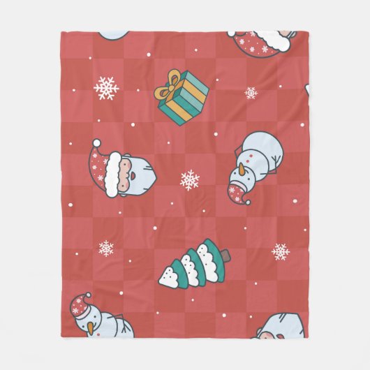 ミニマルクリスマス:赤シームレスデザイン。 フリースブランケット (正面)