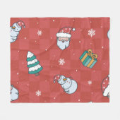ミニマルクリスマス:赤シームレスデザイン。 フリースブランケット (正面(横))