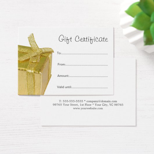 ミニマルクリーンエレガント金ゴールドギフトボックスギフト証明書 (デスク)