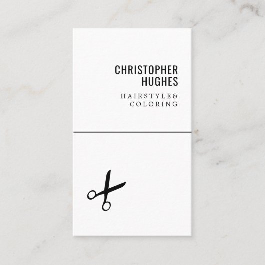 ミニマルクール白黒はさみ美容師 名刺 (正面)