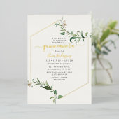 ミニマルグエレガントリーネリーフローラキンセアニラ金ゴールド 箔招待状 (立ち正面)