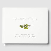 ミニマルグエレガントリーンパインブランチブライダルシャワー ゲストブック (正面)