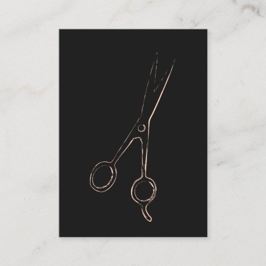 ミニマルグエレガント淡い色のレイのピンクのシザーヘアスタイリスト 名刺 (正面)