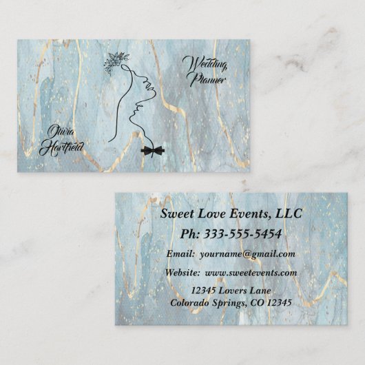 ミニマルグリッターウェディングプランナー名刺 名刺 (正面/裏面)