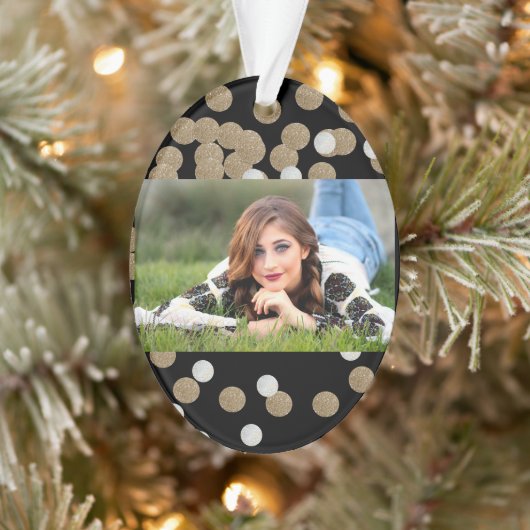 ミニマルグリッターブラックシャンパン金ゴールド紙吹雪 オーナメント (ツリー)