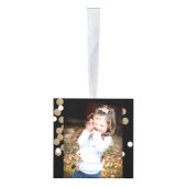 ミニマルグリッターブラックシャンパン金ゴールド紙吹雪 キューブオーナメント (右)